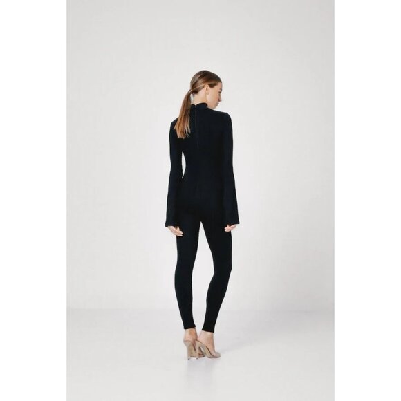 SANS FAFF Tina Turtleneck Enviro Rib Catsuit in Black - Picture 3 of 5